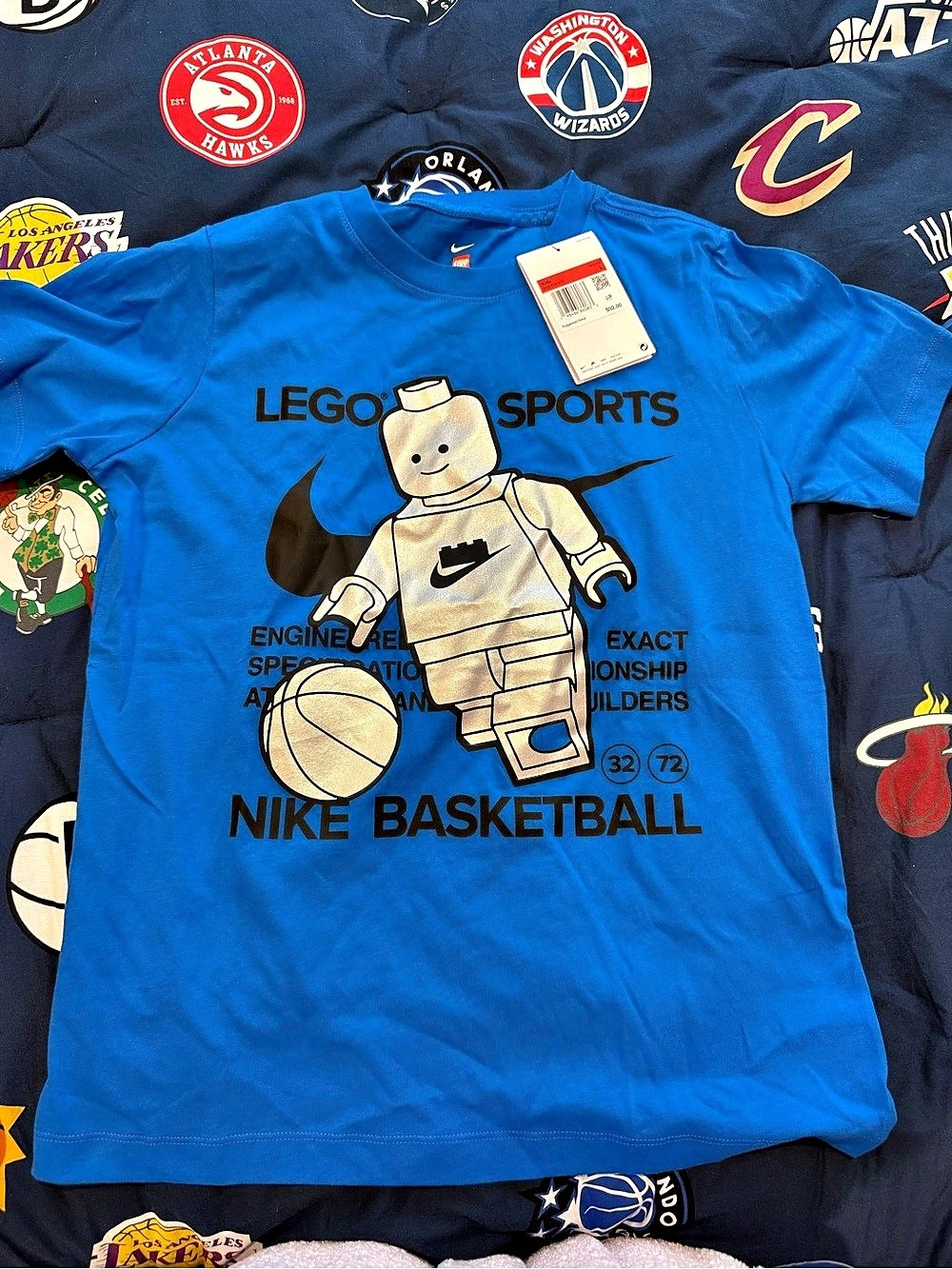 Nike x Lego Sports Basketball T-Shirt Boys Large Blue & Black